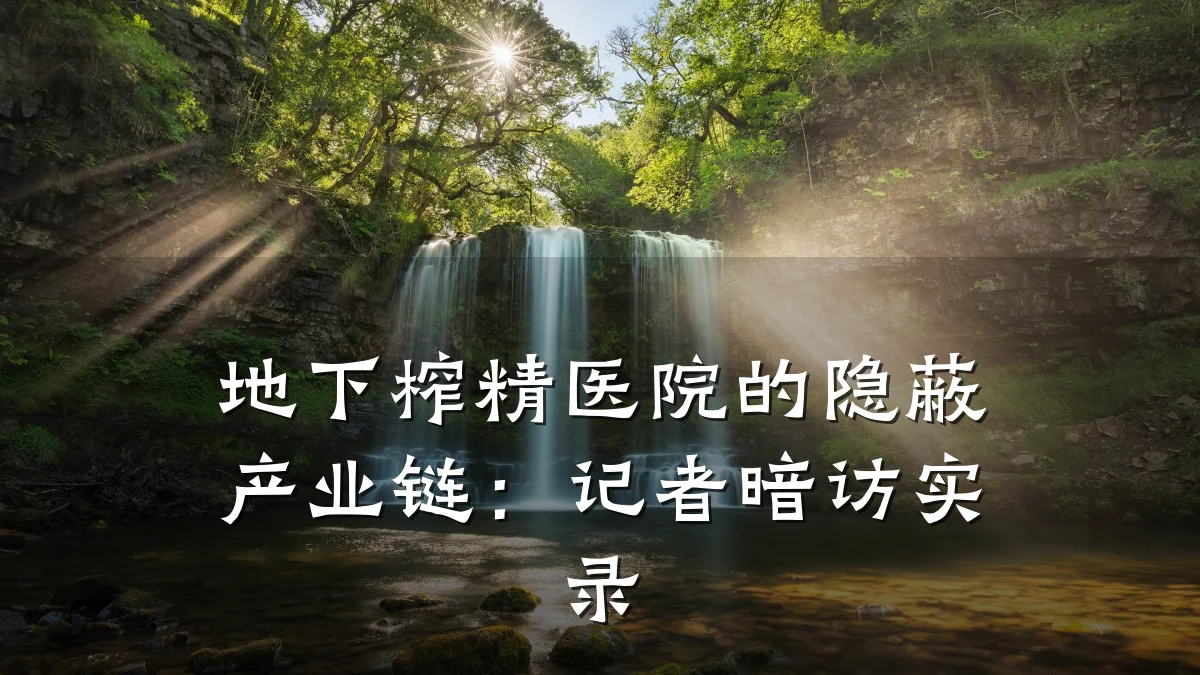 地下榨精医院的隐蔽产业链:记者暗访实录